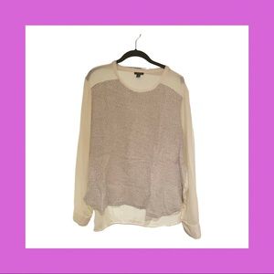 Ann Taylor Textured & Sheer Cream Blouse